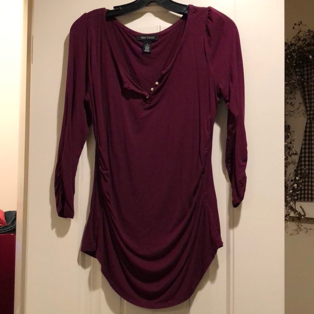 WHBM maroon top 3/4 sleeve